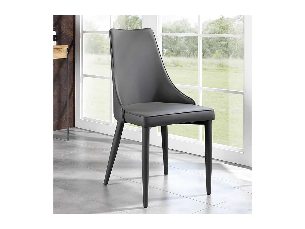 Polsterstuhl in Dunkelgrau Kunstleder (2er Set)