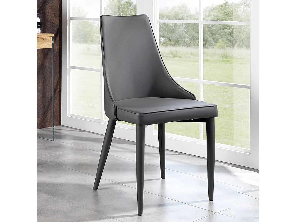 Polsterstuhl in Dunkelgrau Kunstleder (2er Set)