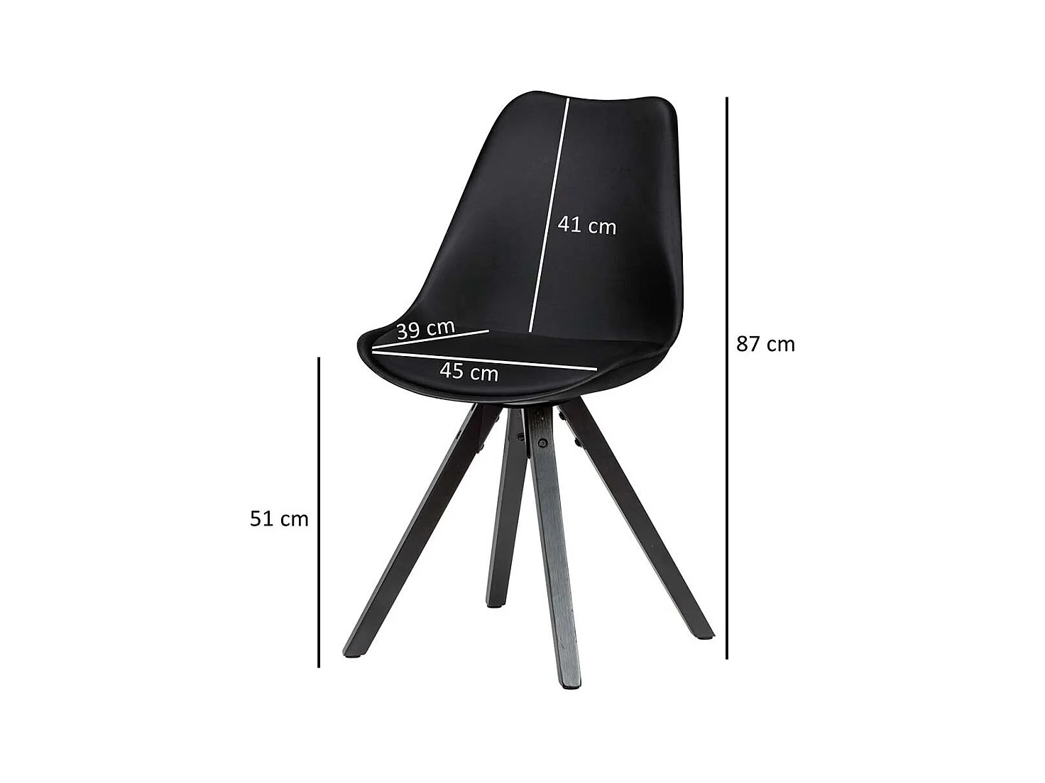 Design Schalenstühle in Schwarz Massivholzgestell (2er Set)