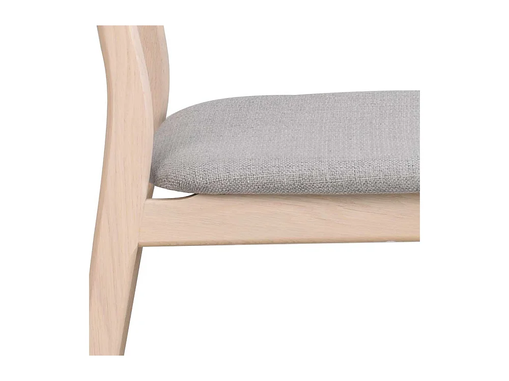 Skandi Stühle in Hellgrau Stoff Holz White Wash (2er Set)