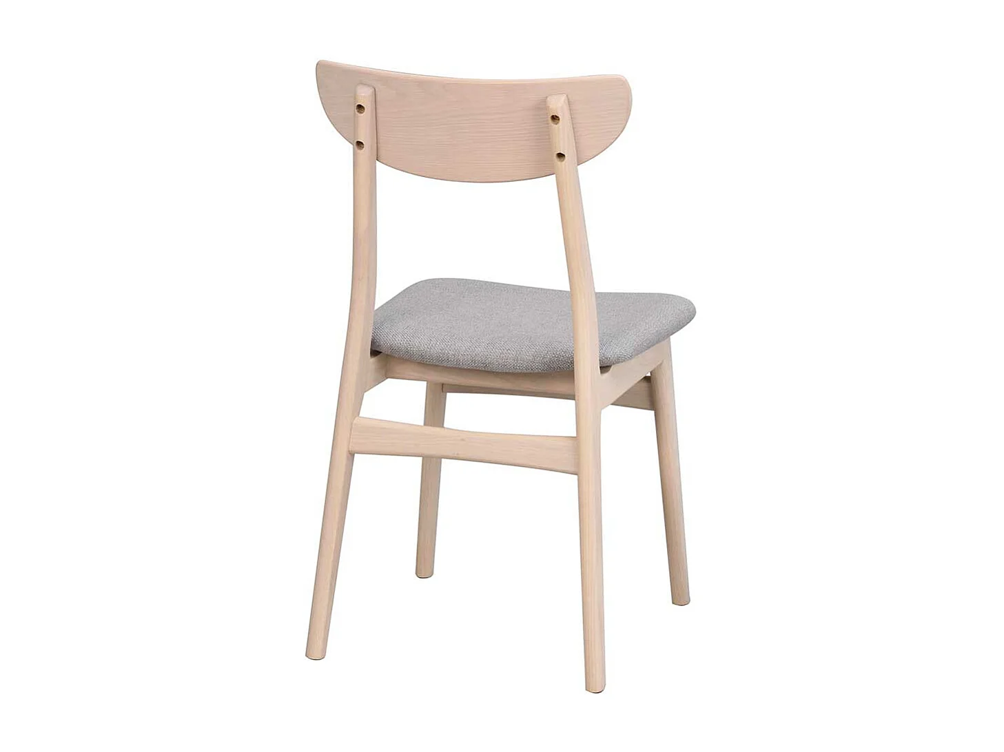 Skandi Stühle in Hellgrau Stoff Holz White Wash (2er Set)