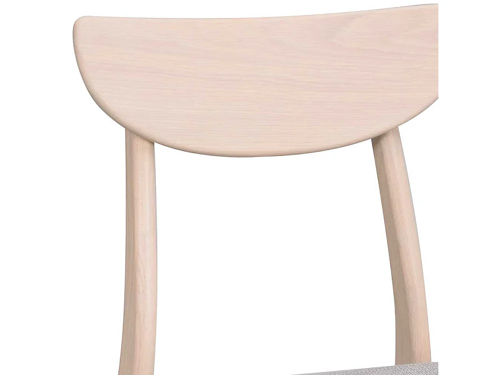 Skandi Stühle in Hellgrau Stoff Holz White Wash (2er Set)