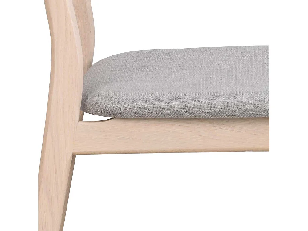 Skandi Stühle in Hellgrau Stoff Holz White Wash (2er Set)