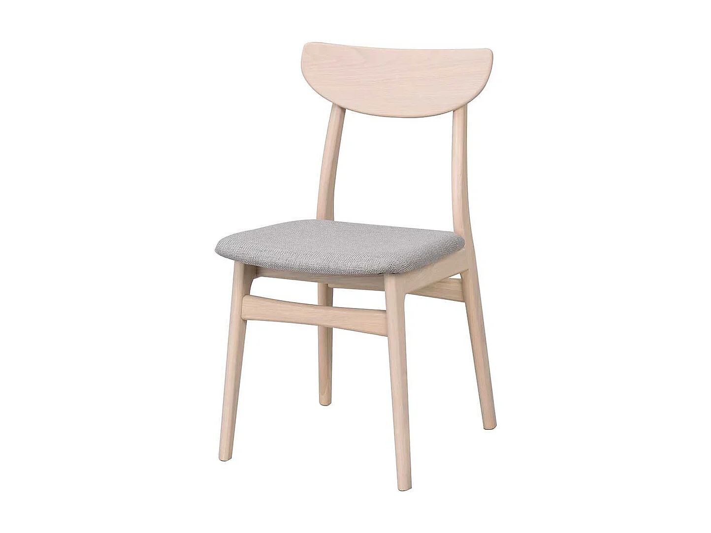 Skandi Stühle in Hellgrau Stoff Holz White Wash (2er Set)