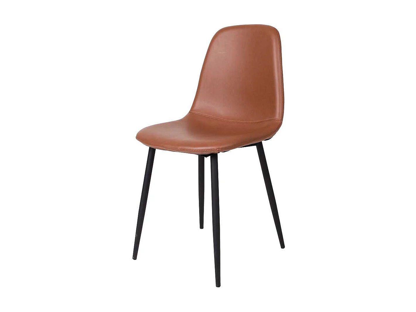 Polsterstühle in Braun Kunstleder Metallgestell in Schwarz (2er Set)