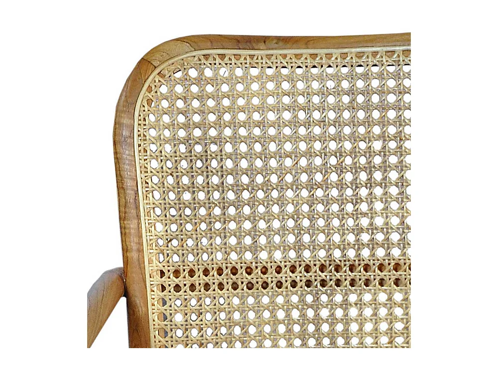 Rattanstuhl aus Teak Massivholz und Teak Massivholz Armlehnen