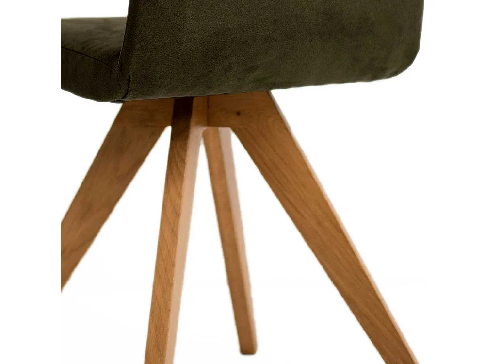 Polsterstuhl Microfaser in Dunkelgrün Eichefarben (2er Set)