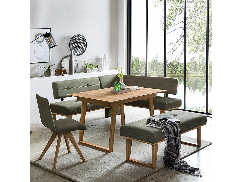 Polsterstuhl Microfaser in Dunkelgrün Eichefarben (2er Set)