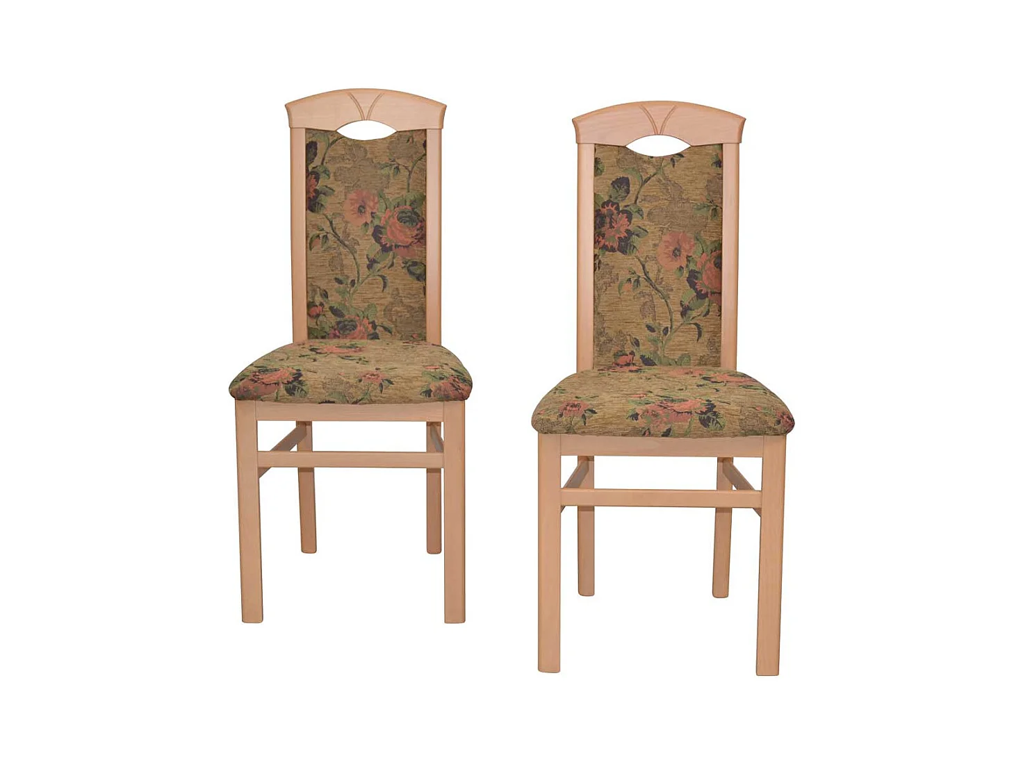 Polsterstuhl Esszimmer Buche mit Blumen Motiv Braun (2er Set)