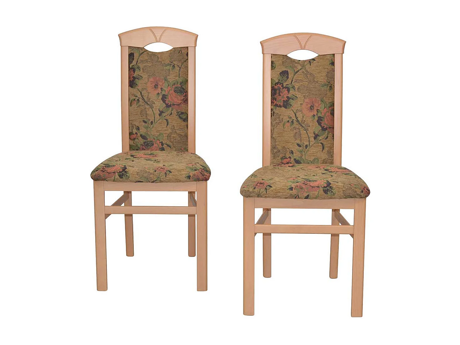 Polsterstuhl Esszimmer Buche mit Blumen Motiv Braun (2er Set)