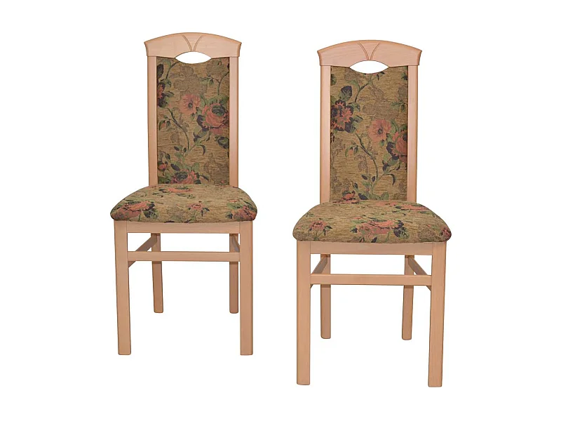 Polsterstuhl Esszimmer Buche mit Blumen Motiv Braun (2er Set)
