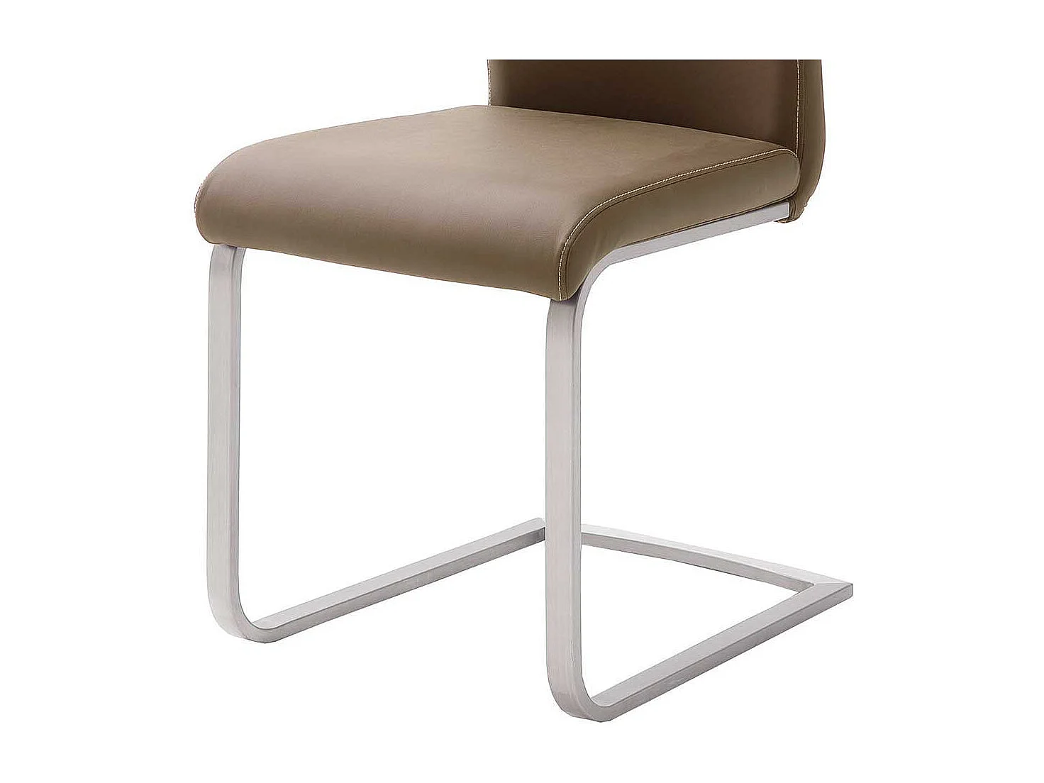 Esstisch Freischwinger in Hellbraun Kunstleder Edelstahl (4er Set)