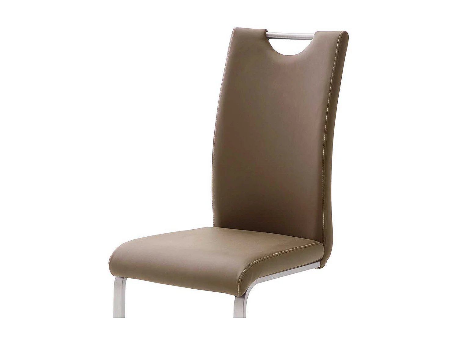 Esstisch Freischwinger in Hellbraun Kunstleder Edelstahl (4er Set)