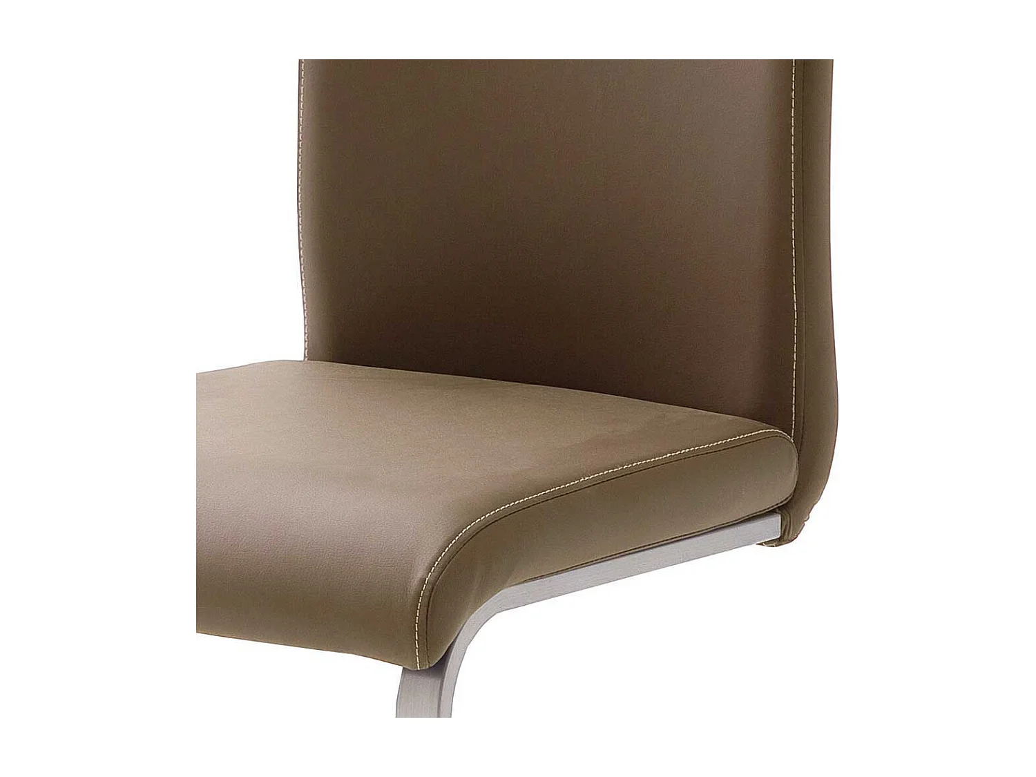 Esstisch Freischwinger in Hellbraun Kunstleder Edelstahl (4er Set)