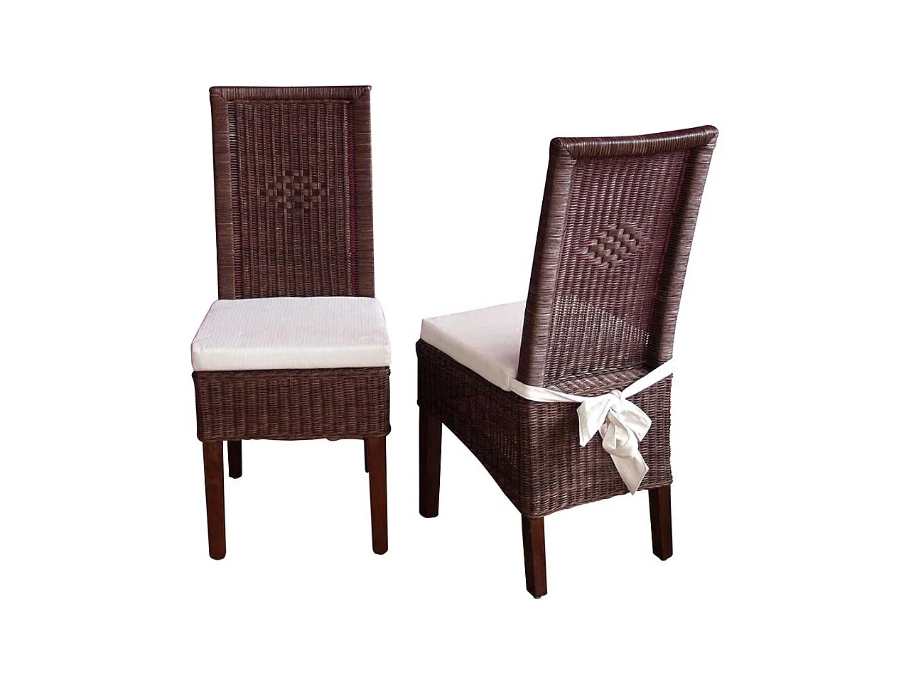 Esszimmerstuhl in Braun Rattan (2er Set)