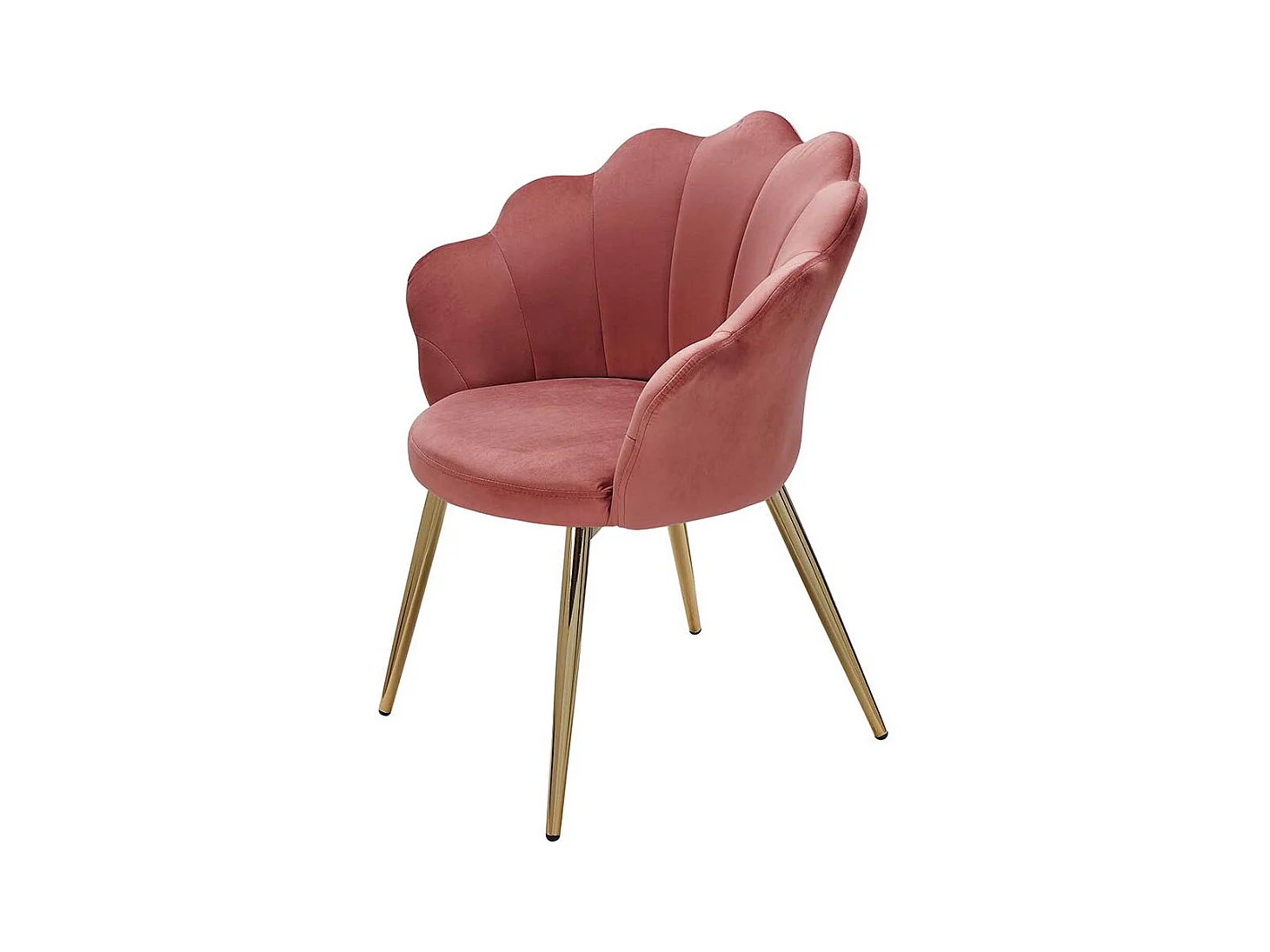 Stuhl Samt Rosa Gold im Retro Stil Gestell aus Metall