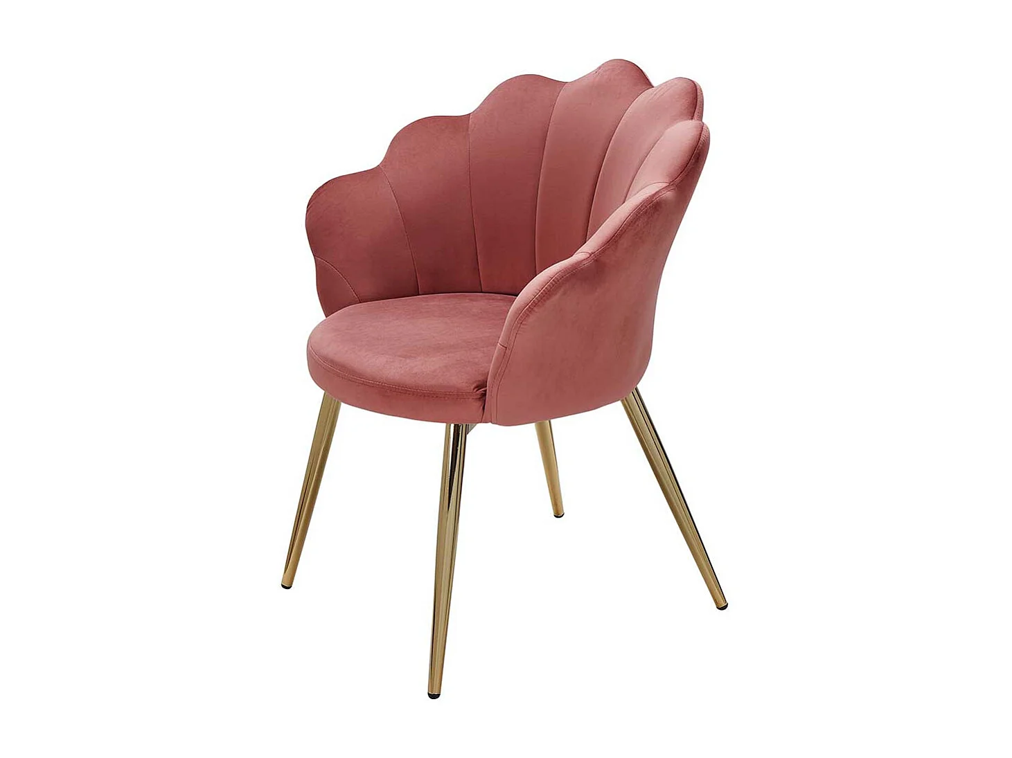 Stuhl Samt Rosa Gold im Retro Stil Gestell aus Metall