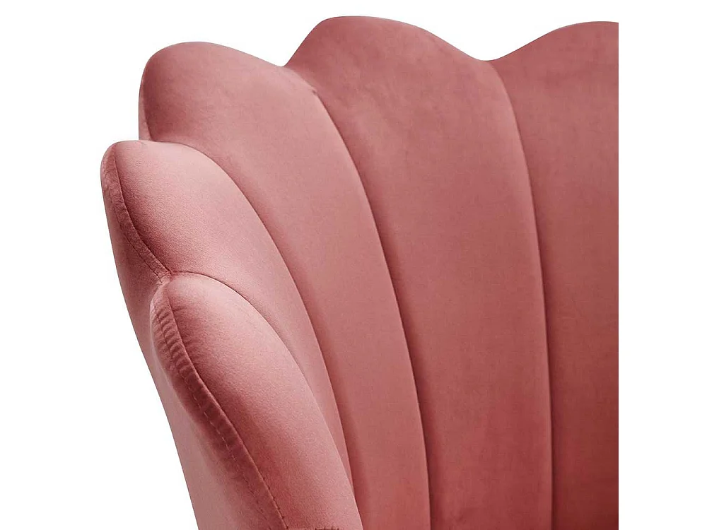 Stuhl Samt Rosa Gold im Retro Stil Gestell aus Metall