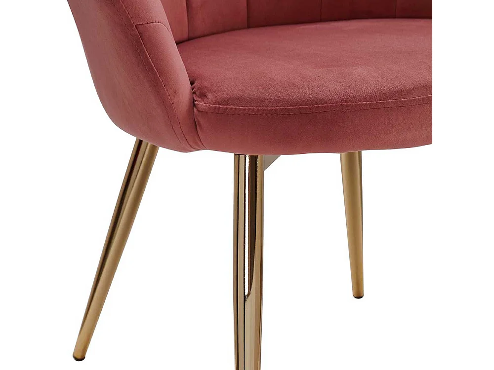 Stuhl Samt Rosa Gold im Retro Stil Gestell aus Metall
