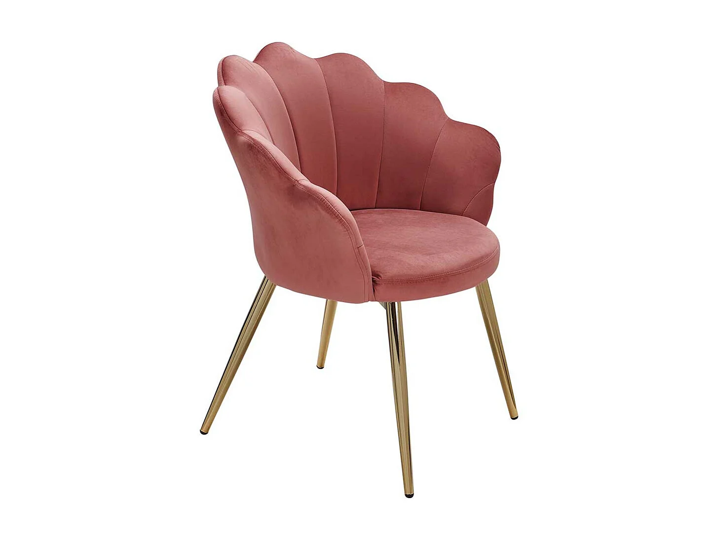 Stuhl Samt Rosa Gold im Retro Stil Gestell aus Metall