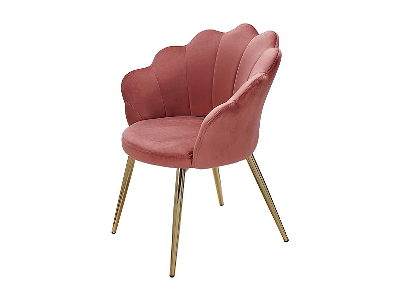 Stuhl Samt Rosa Gold im Retro Stil Gestell aus Metall