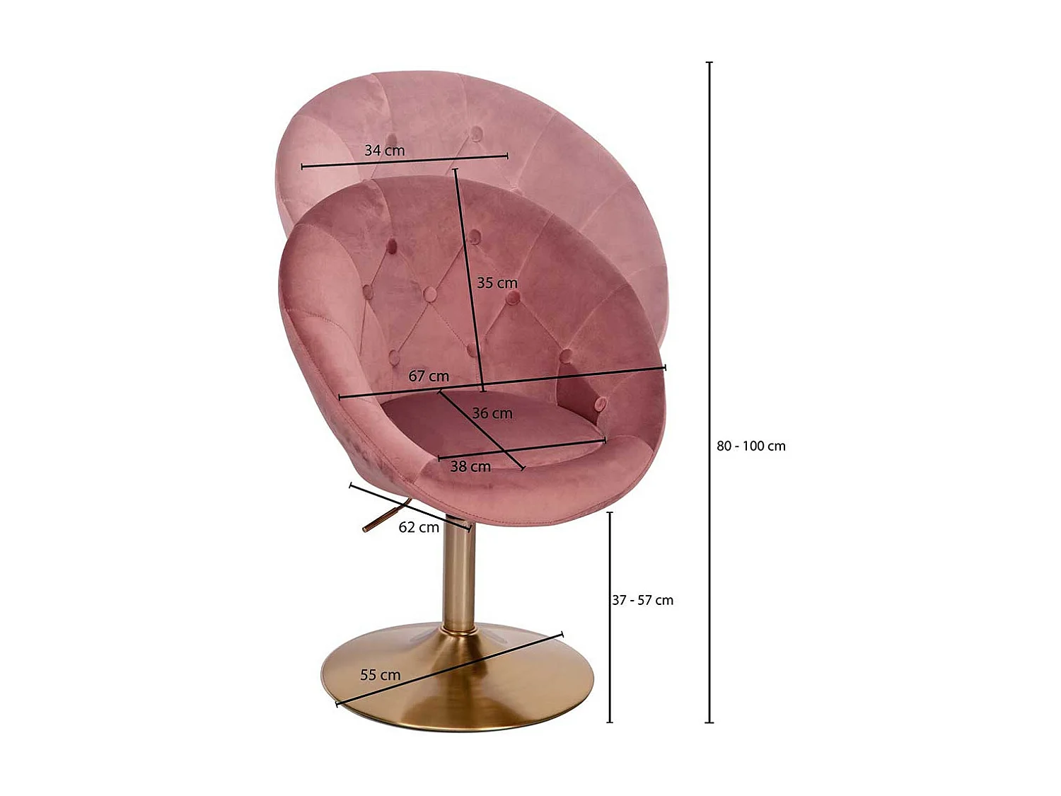 Samt Drehstühle in Altrosa Samt höhenverstellbar