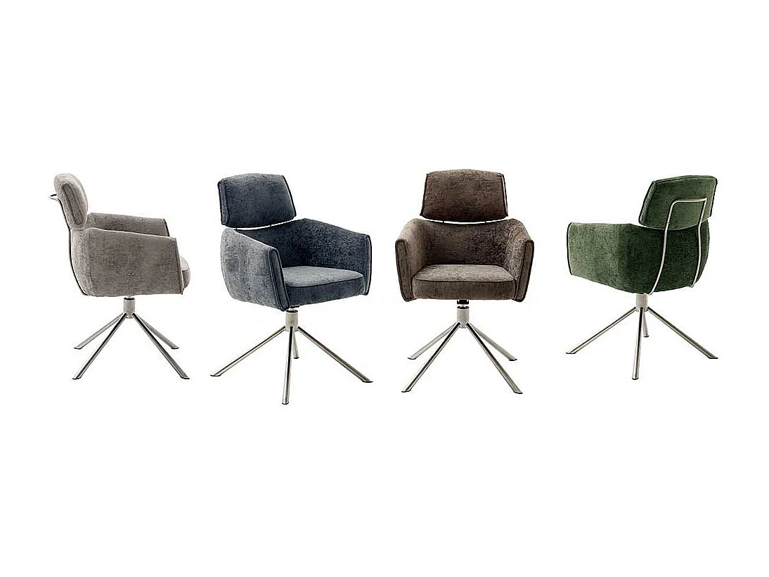 Esszimmerstühle modern drehbar Gestell aus Edelstahl (2er Set)