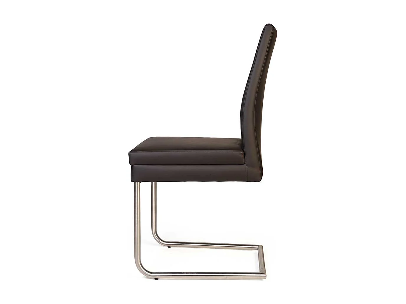 Freischwingerstühle in Dunkelbraun Kunstleder Edelstahl (2er Set)