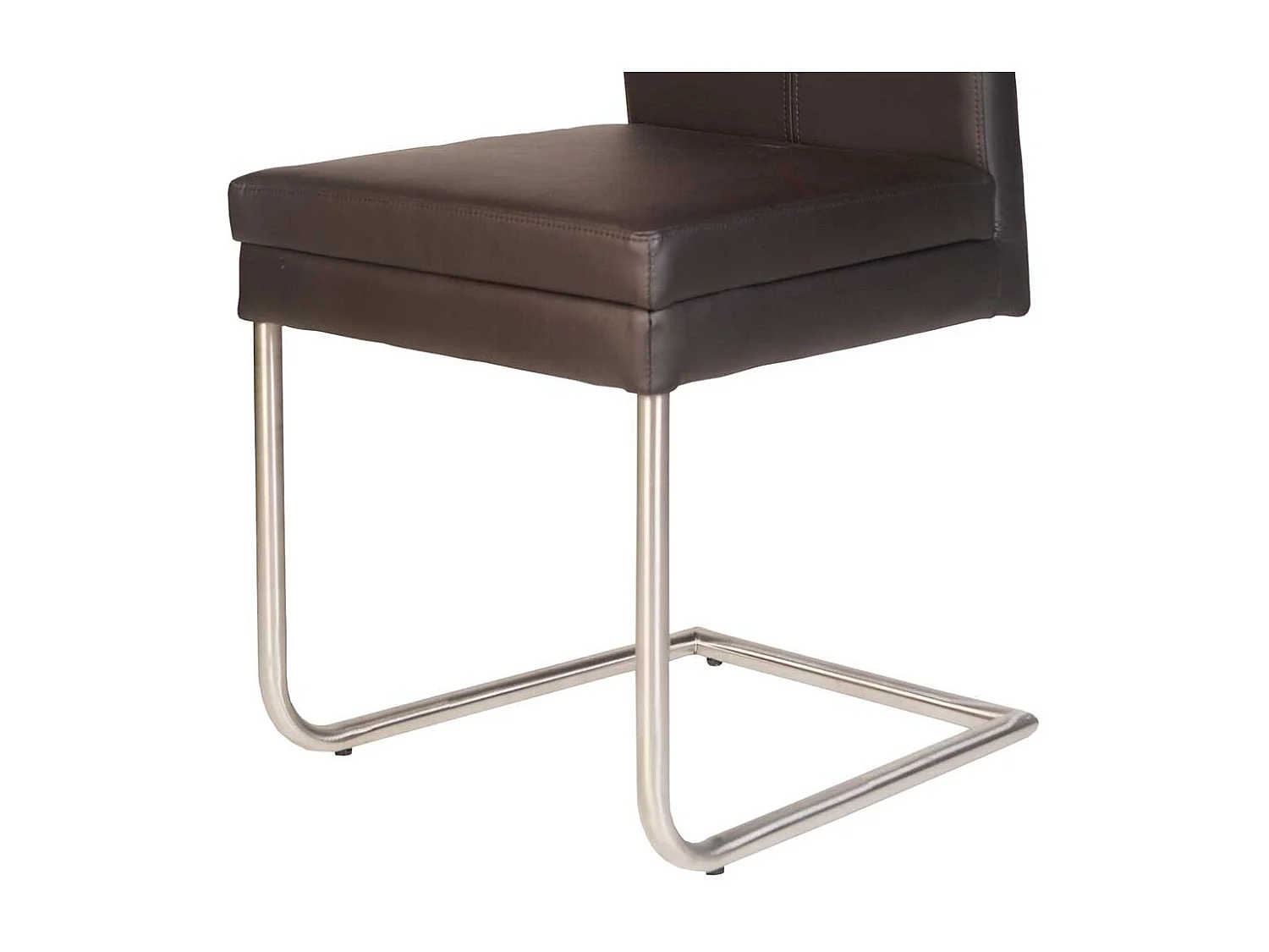 Freischwingerstühle in Dunkelbraun Kunstleder Edelstahl (2er Set)