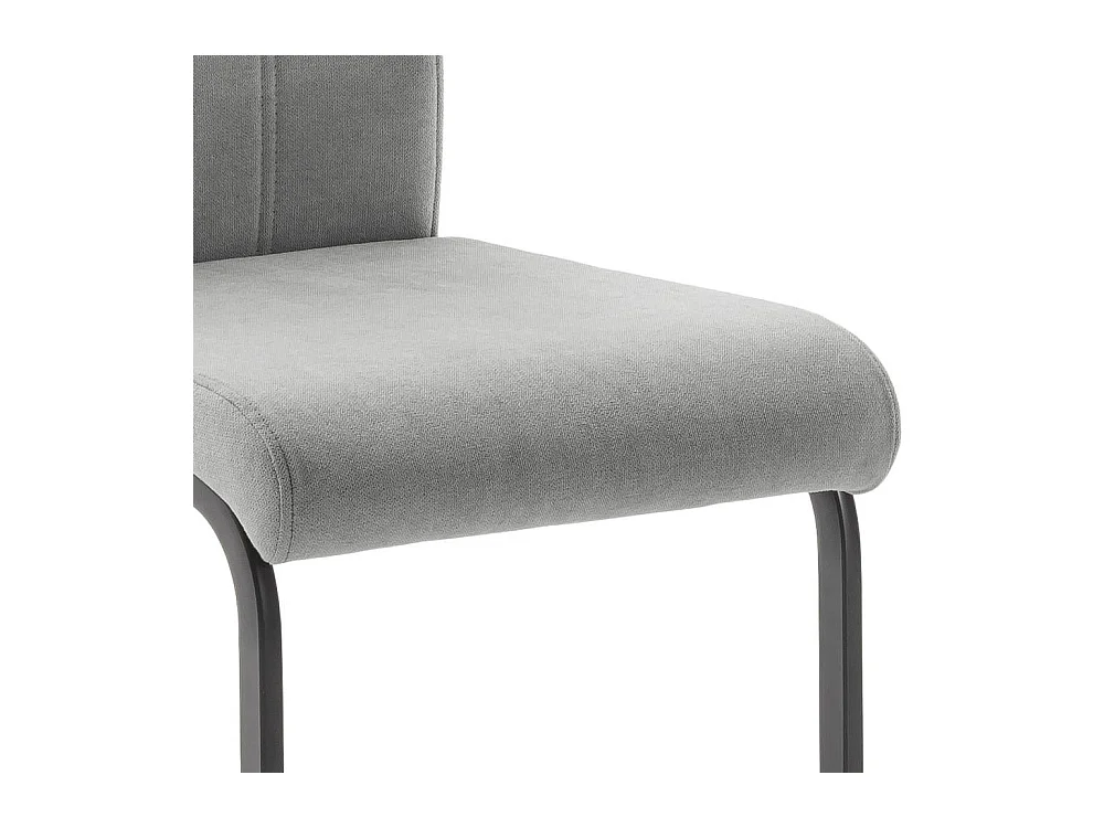 Freischwinger Polsterstuhl in Grau mit Gestell aus Metall (4er Set)