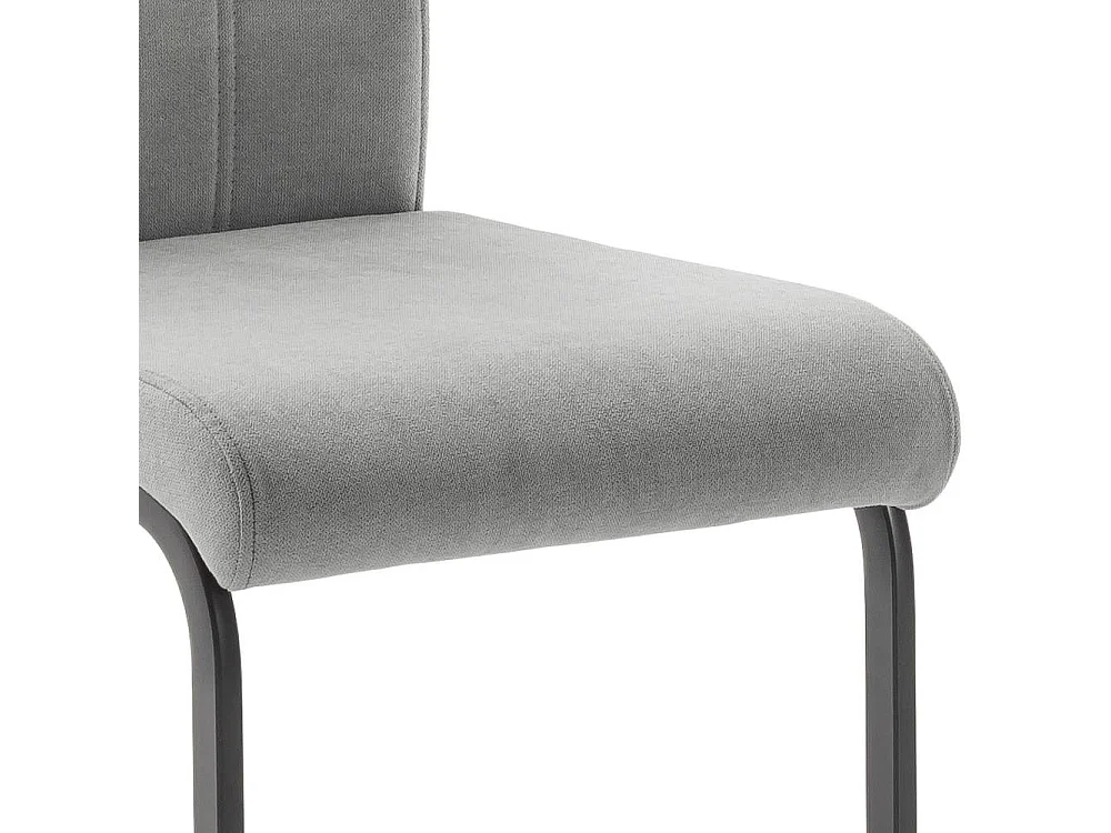 Freischwinger Polsterstuhl in Grau mit Gestell aus Metall (4er Set)