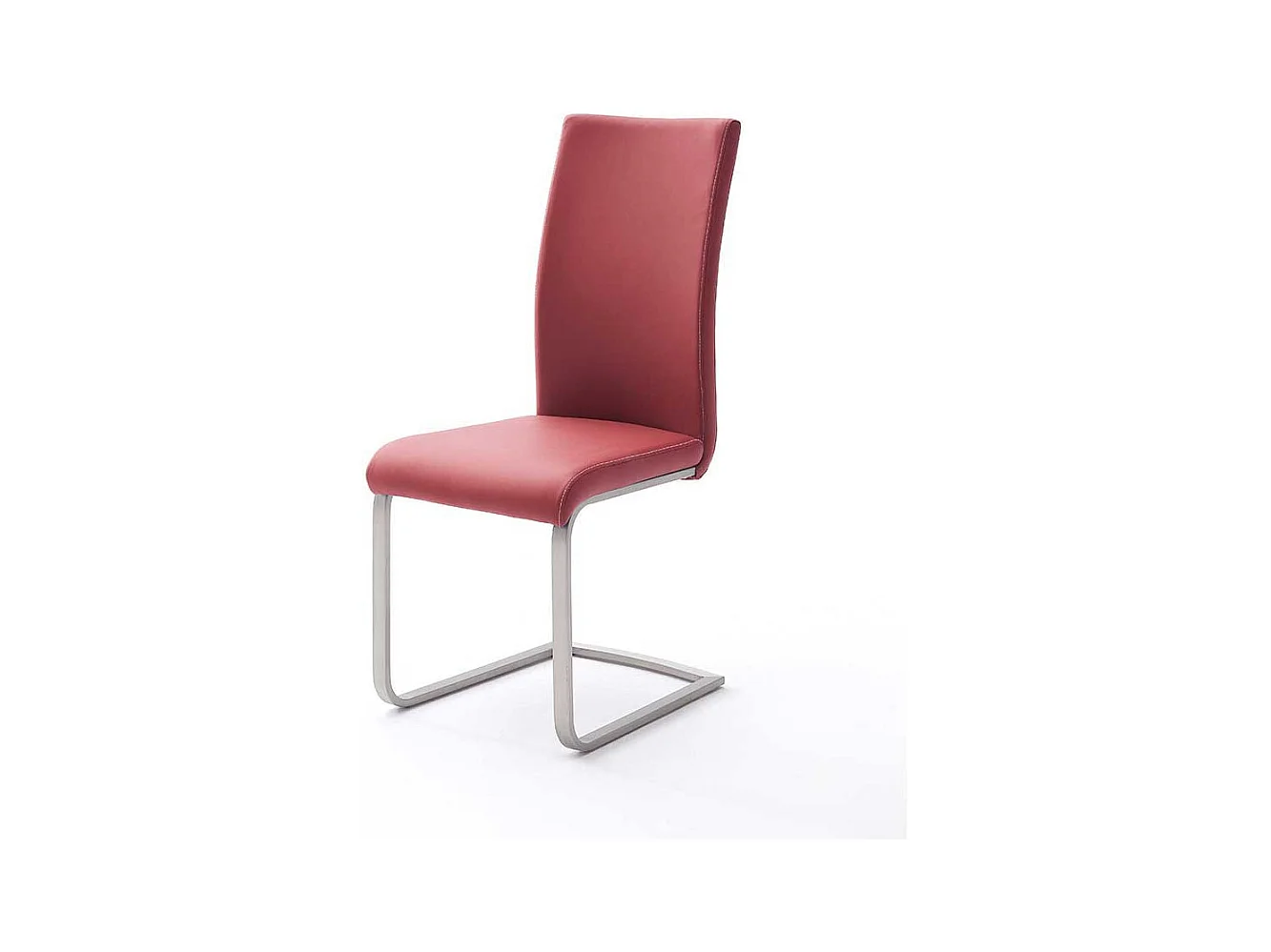 Freischwinger in Rot Kunstleder Metall (4er Set)
