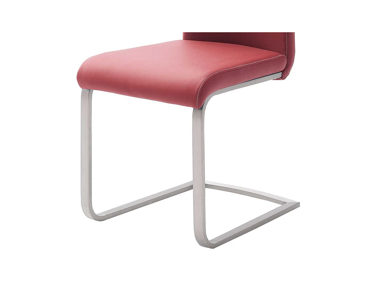 Freischwinger in Rot Kunstleder Metall (4er Set)