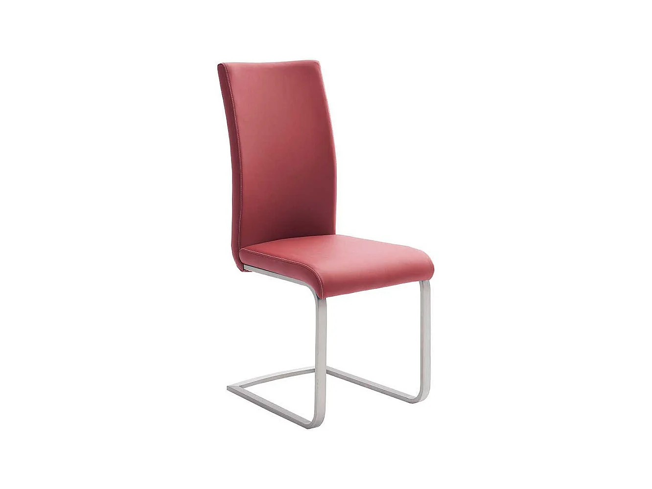 Freischwinger in Rot Kunstleder Metall (4er Set)