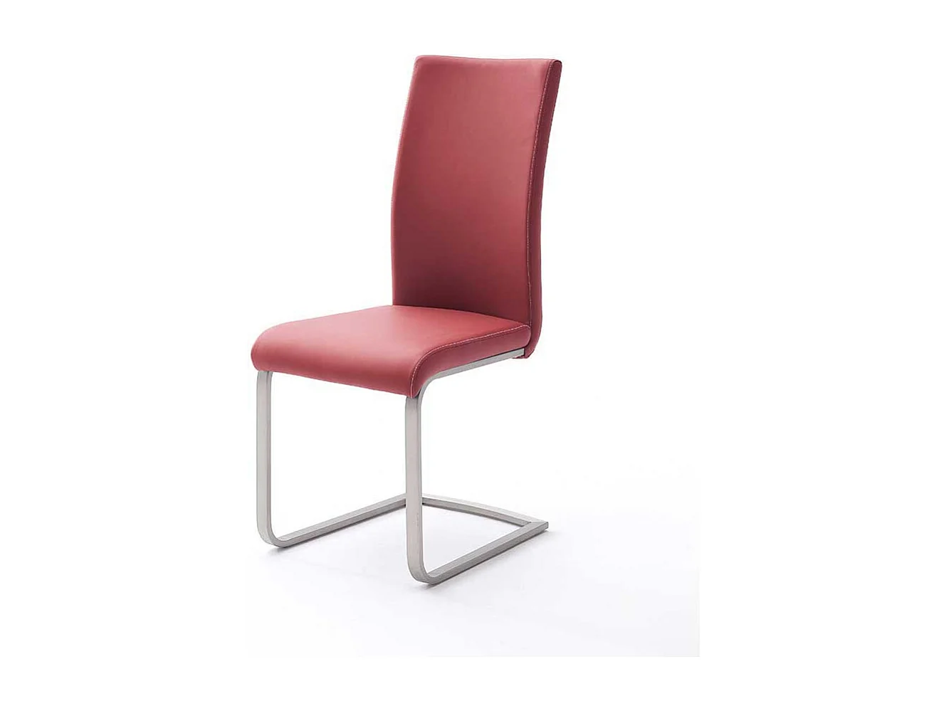 Freischwinger in Rot Kunstleder Metall (4er Set)