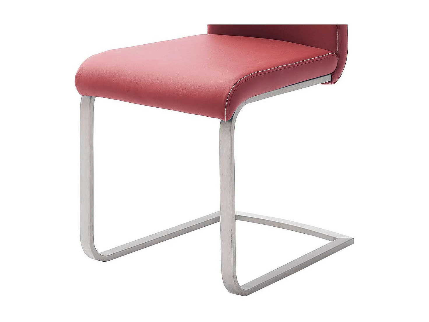 Freischwinger in Rot Kunstleder Metall (4er Set)