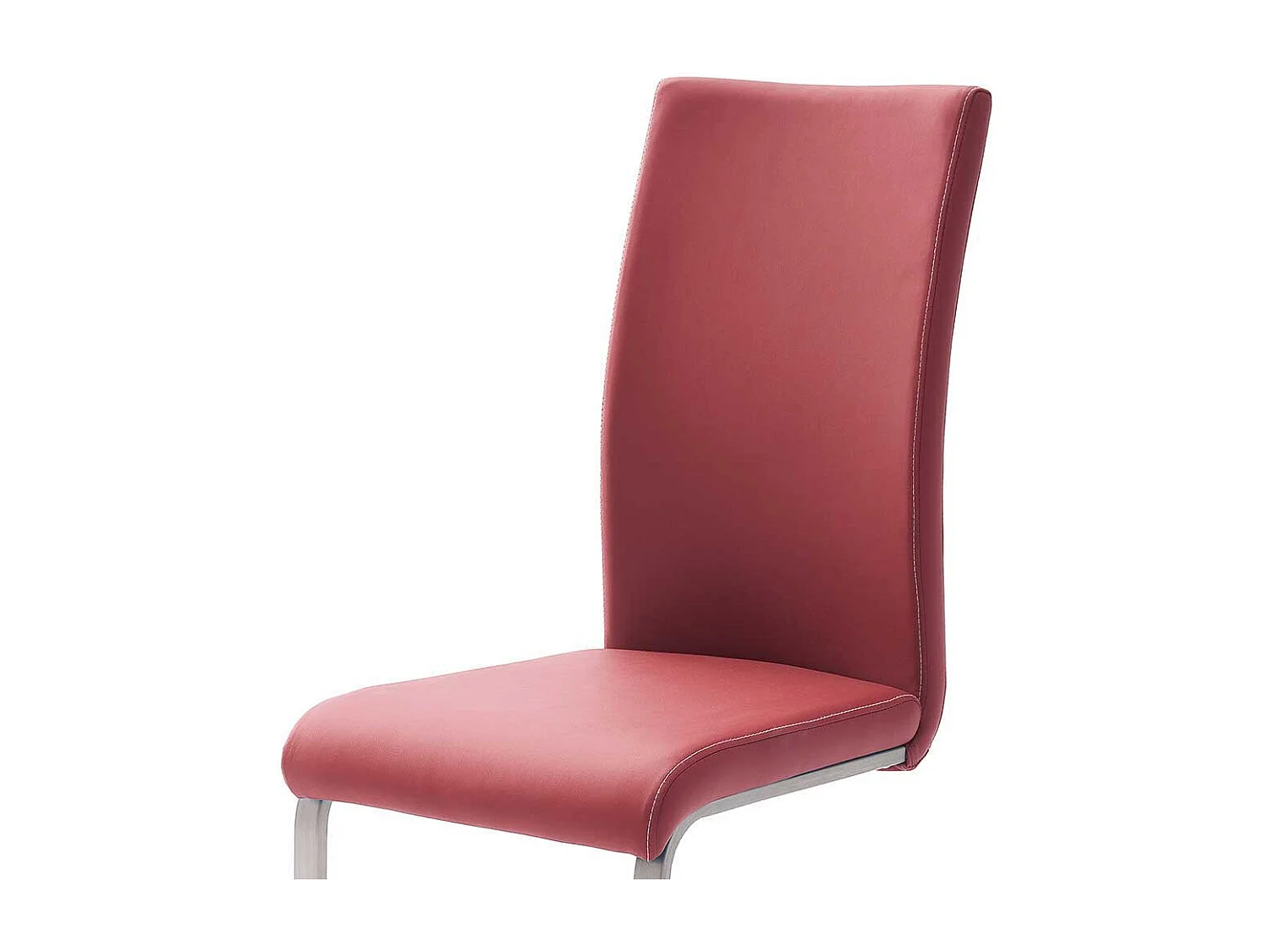 Freischwinger in Rot Kunstleder Metall (4er Set)