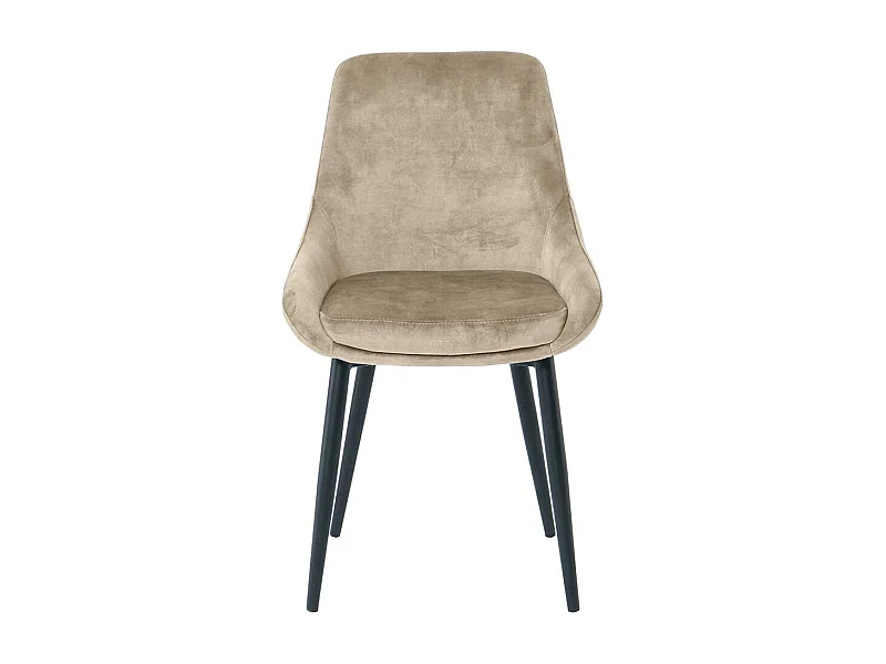 Stuhl Set Beige Samt 48 cm breit Gestell aus Metall (2er Set)