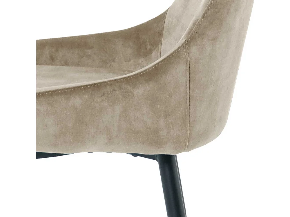 Stuhl Set Beige Samt 48 cm breit Gestell aus Metall (2er Set)