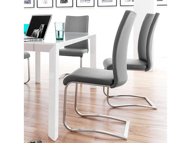 Swingstuhl in Grau Edelstahl (2er Set)