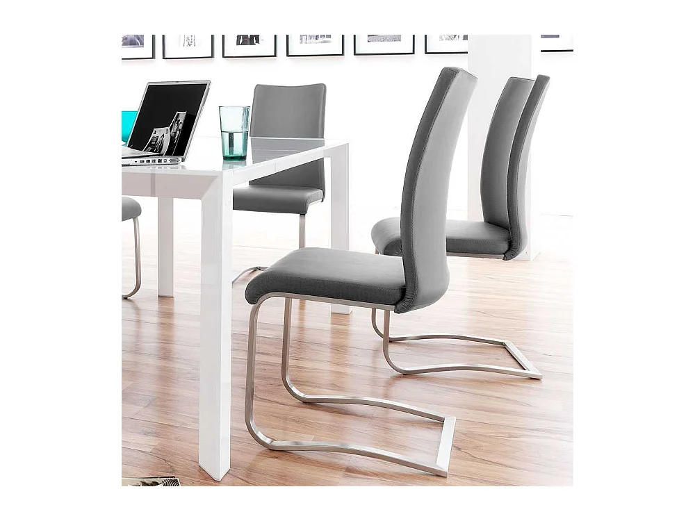 Swingstuhl in Grau Edelstahl (2er Set)