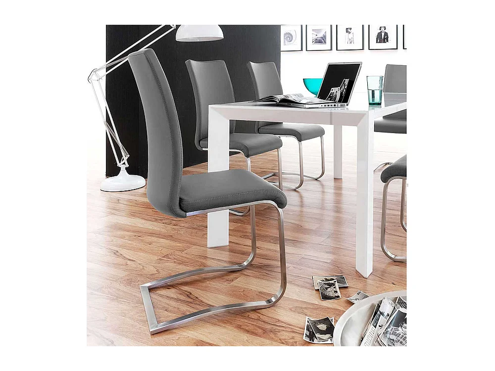 Swingstuhl in Grau Edelstahl (2er Set)