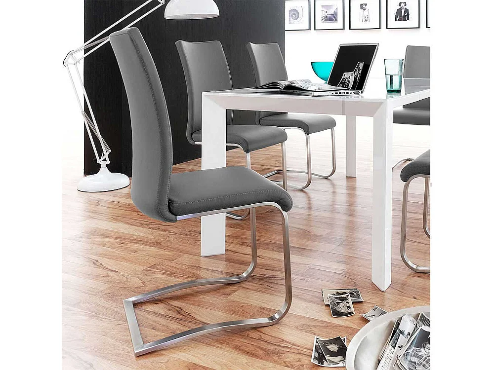 Swingstuhl in Grau Edelstahl (2er Set)