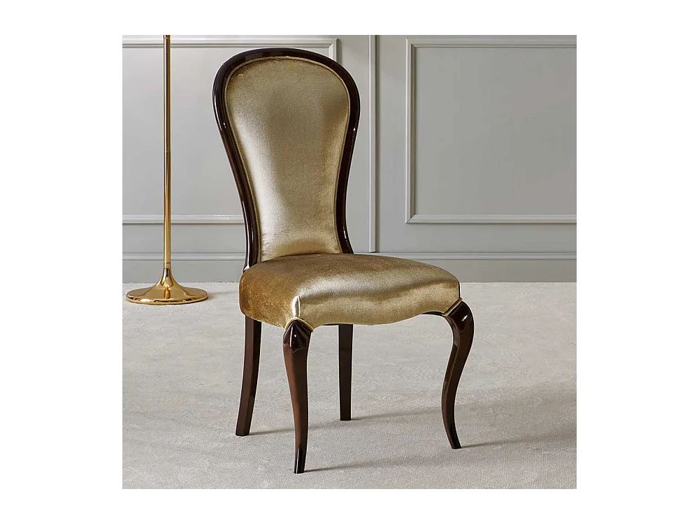 Hochlehner in italienischem Design Buche Massivholz und Samt