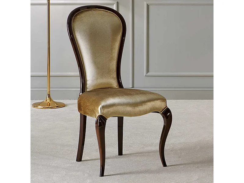 Hochlehner in italienischem Design Buche Massivholz und Samt