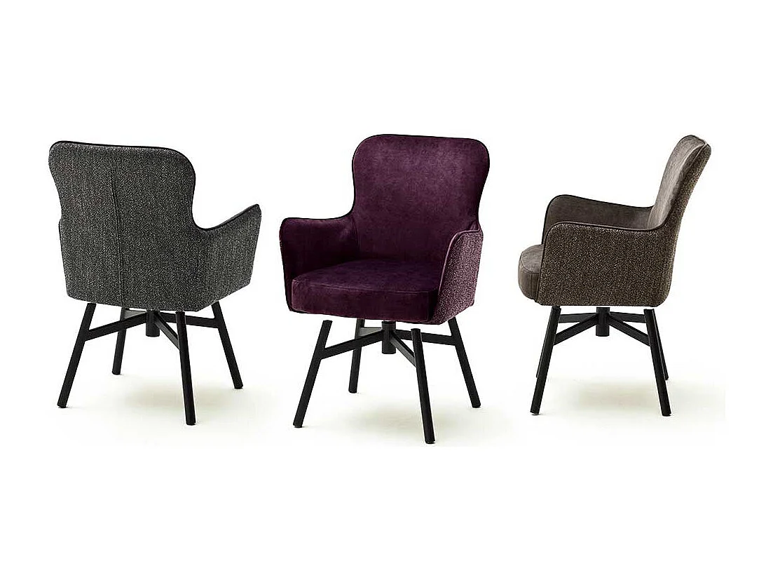 Esstisch St�hle in Anthrazit Stoff drehbar (2er Set)