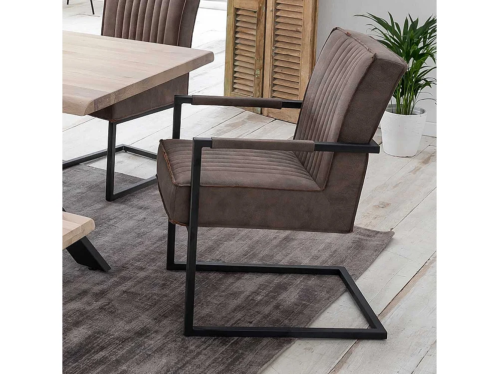 Esszimmerstühle in Schlammfarben und Schwarz Armlehnen (2er Set)