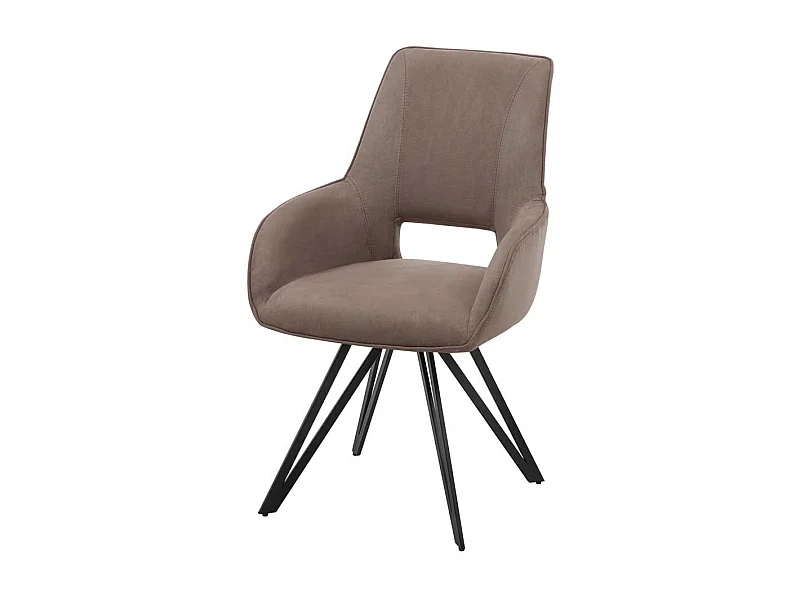 Esstisch Stühle aus Microfaser und Metall Taupe und Schwarz