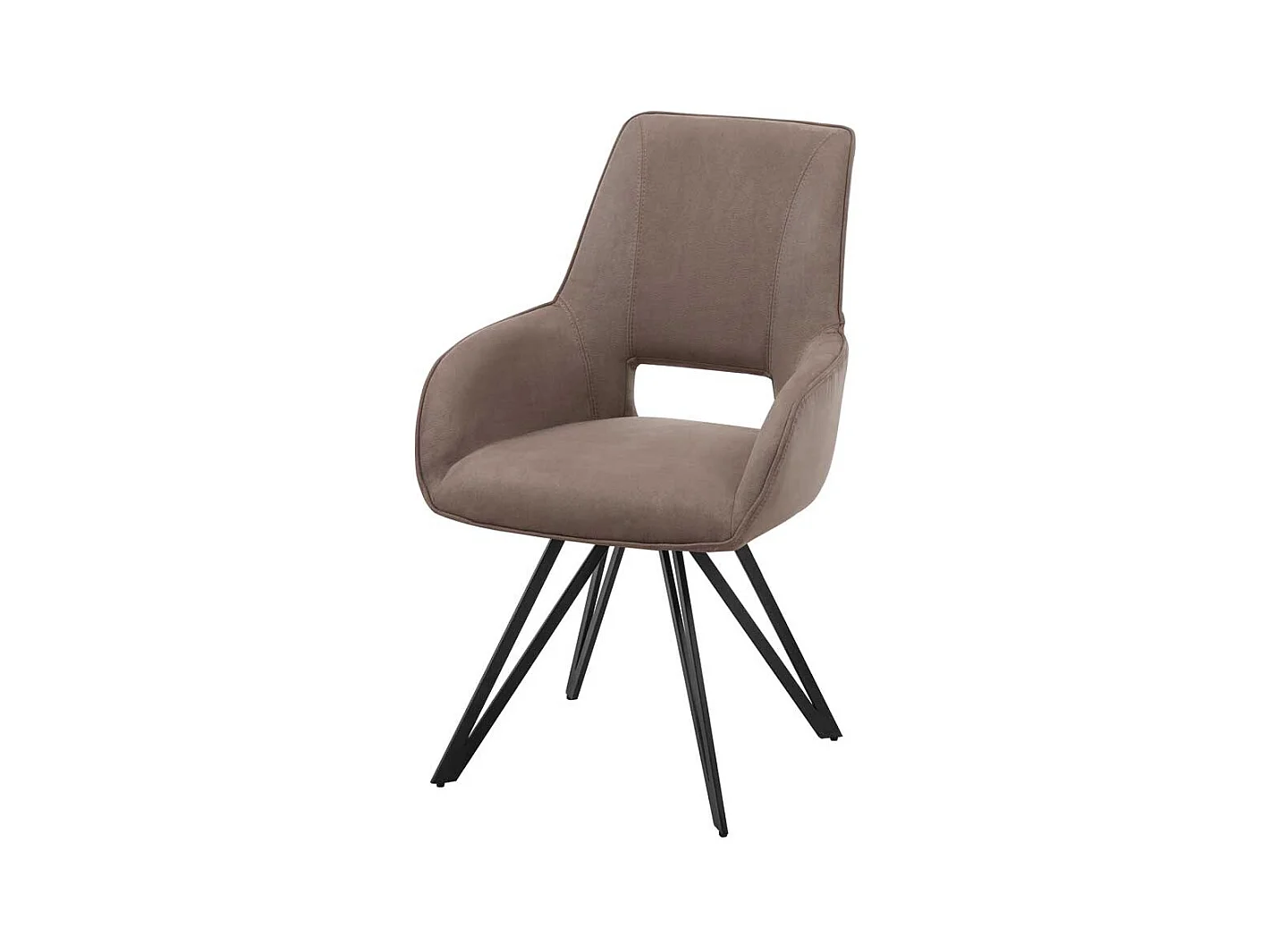 Esstisch Stühle aus Microfaser und Metall Taupe und Schwarz