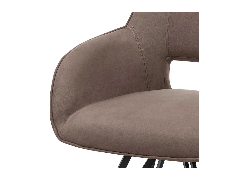 Esstisch Stühle aus Microfaser und Metall Taupe und Schwarz